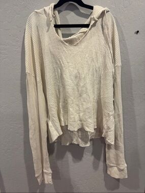 Double Zero Cream Waffle Knit Hooded Pullover